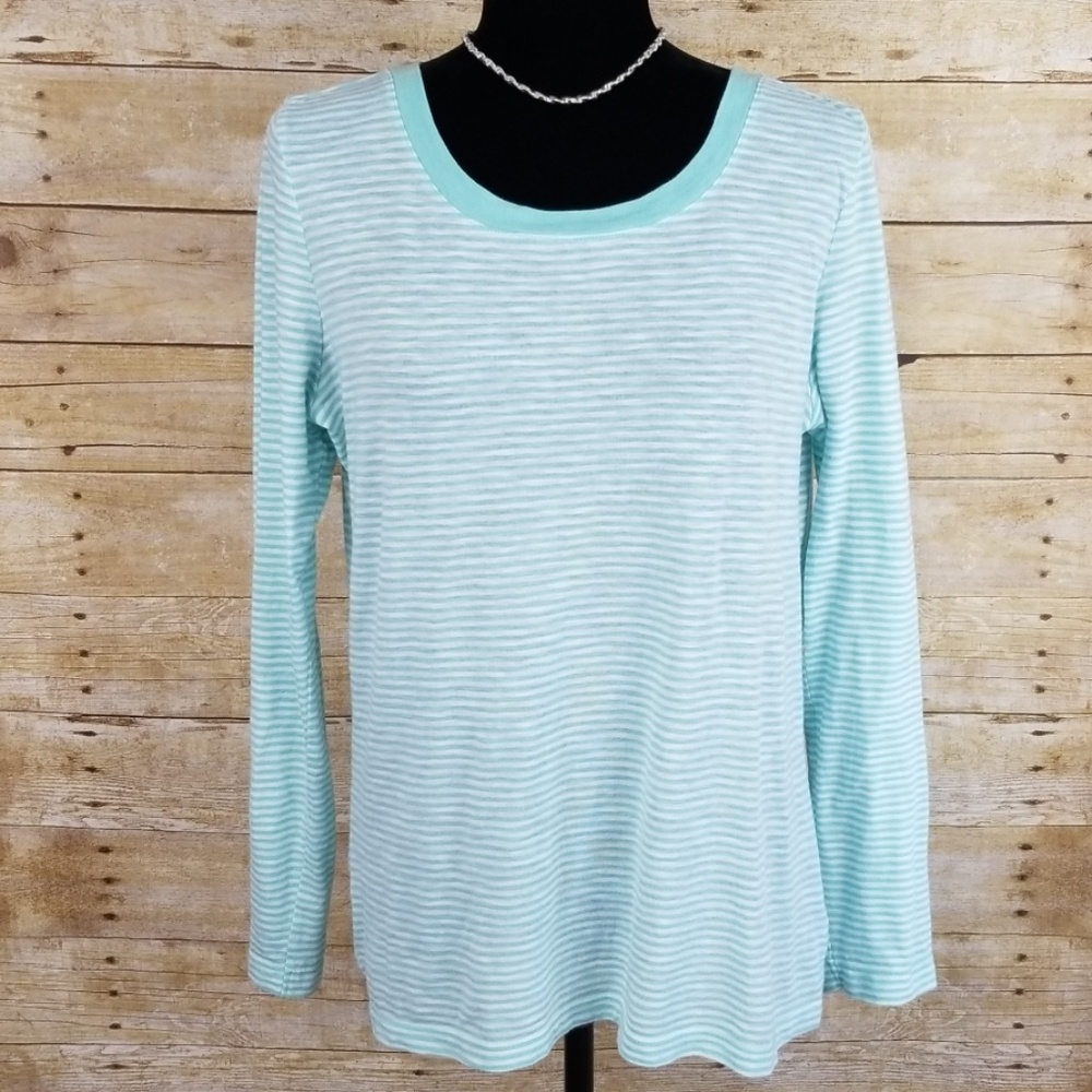 Splendid Cerine Striped Button Back Long Sleeve Top